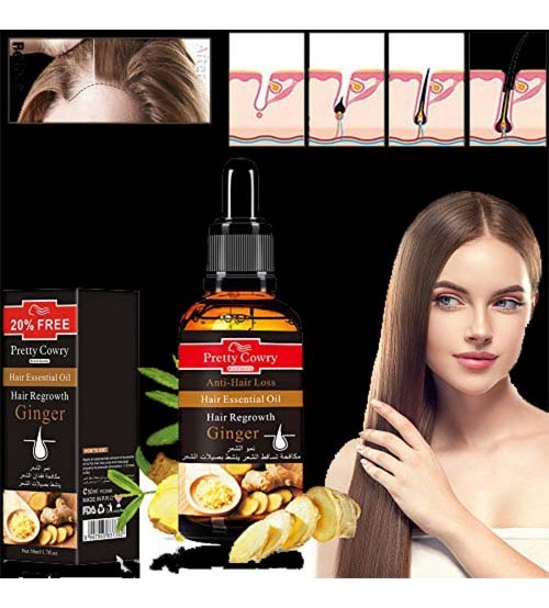Pretty Cowry Ginger Hair Essential Oil Anti Hair Loss Repair Heat Damaged Hair 50ml